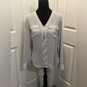 ✨BRAND NEW✨ Express Light Gray Women's Blouse with Gold Zipper